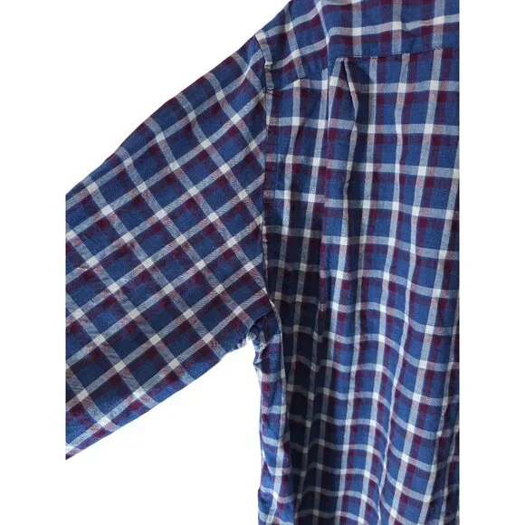 J.Crew Men’s XL Heathered Blue/Red Plaid Long-Sleeve Cotton Shirt - Picture 8 of 10